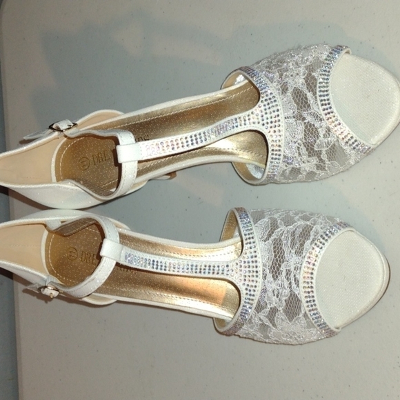 White shining rhinestone lace high heel size 11 - Picture 1 of 13